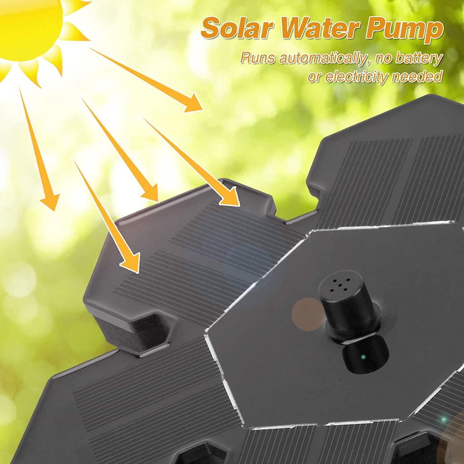Vòi phun nước Mặt trời 1.5W, máy bơm nước mặt trời, hồ bơi mặt trời với pin và 4 vòi nước, vòi phun nước Mặt trời, vòi phun nước, vòi phun nước nhỏ nổi cho đồ trang trí vườn.