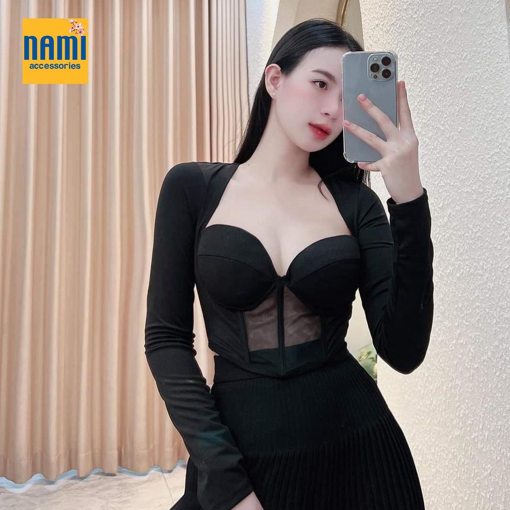 ( HÀNG CHUẨN ĐẸP ) Áo cúp ngực phối lưới tay dài siêu phẩm sexy tuyệt đỉnh - ATNU043