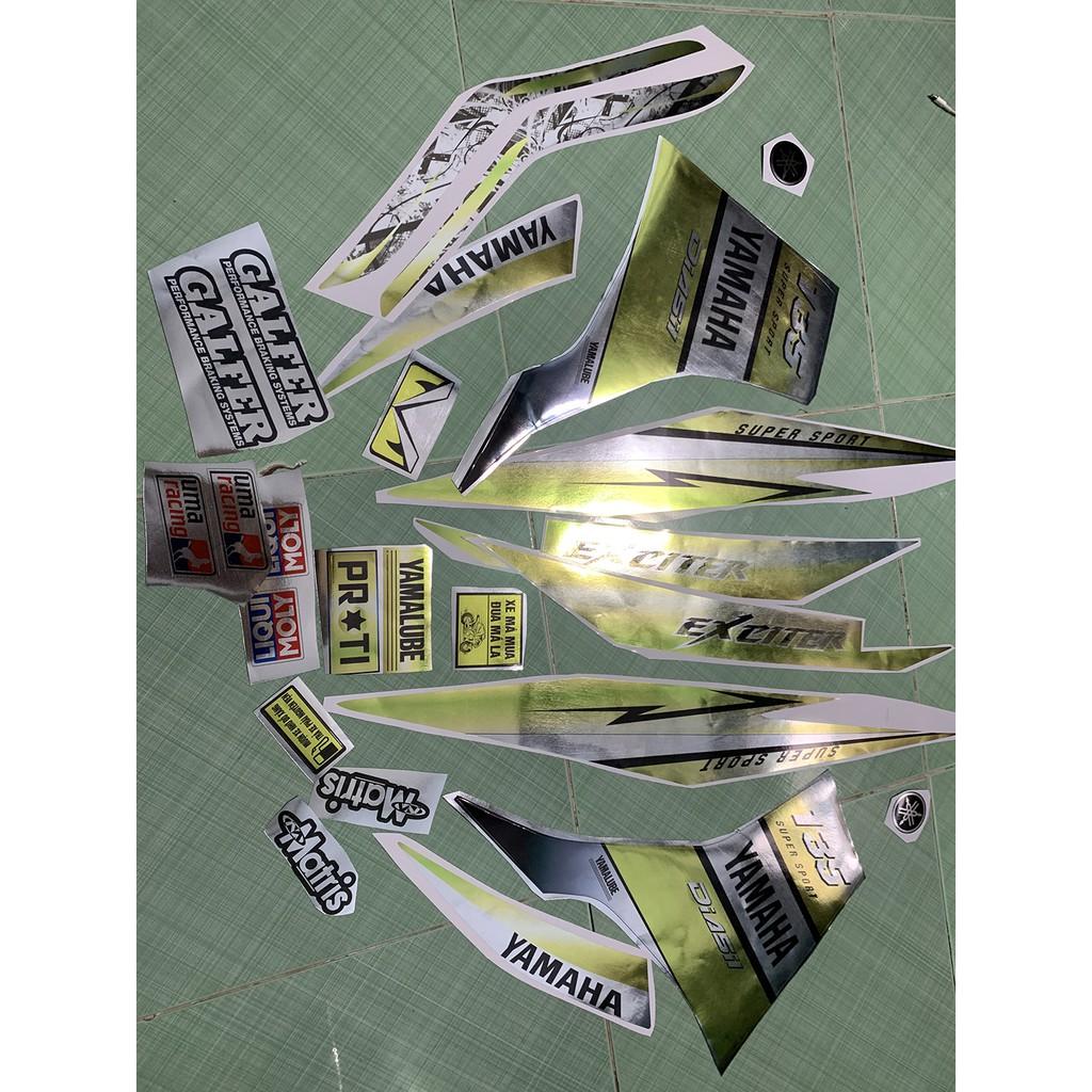 Tem exciter 135 yamaha vàng gold crom
