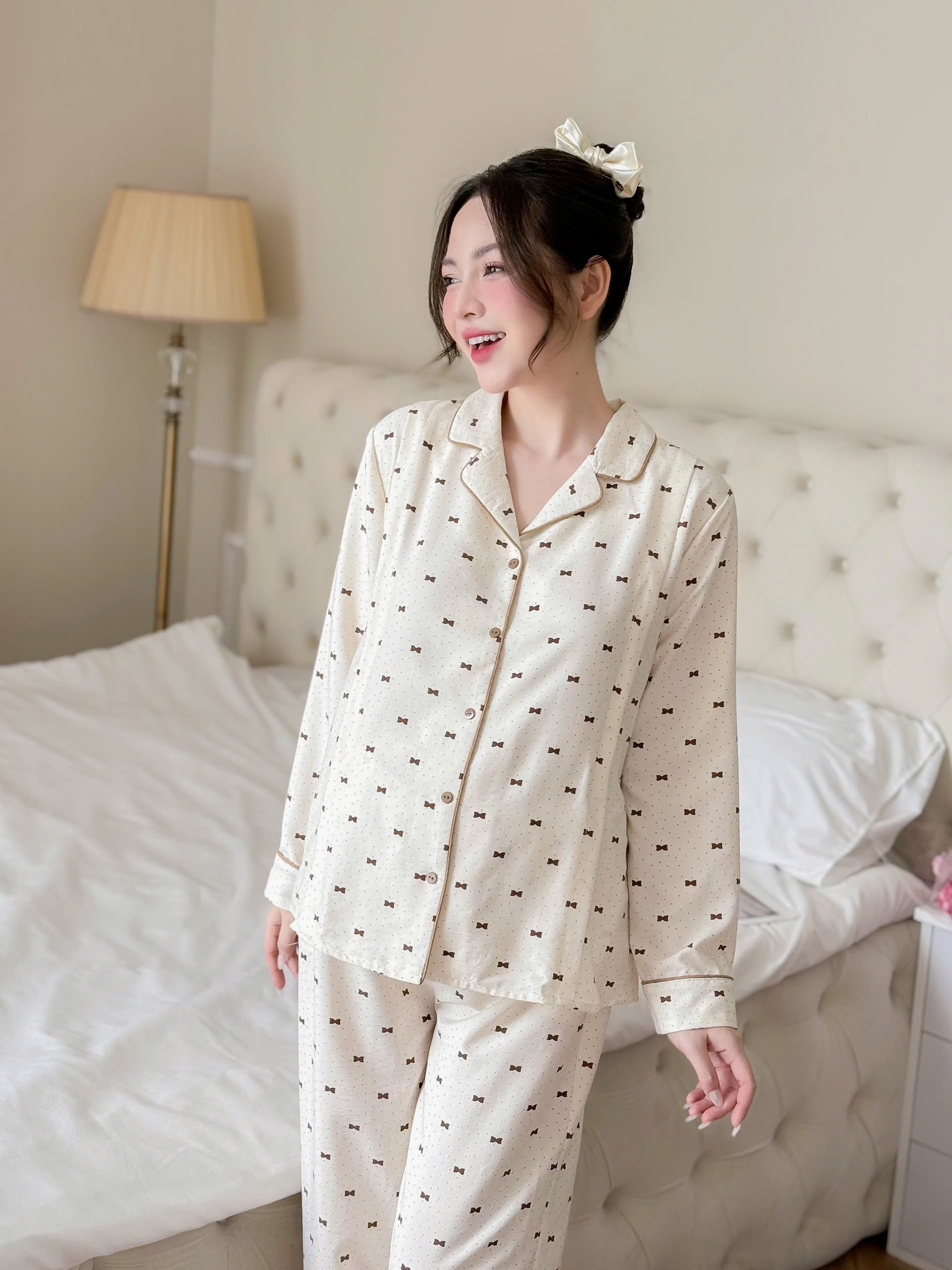 Bộ bầu mặc nhà và sau sinh đũi cao cấp mềm nhẹ mát áo có khóa dọc bé ti và quần chun chỉnh bụng
