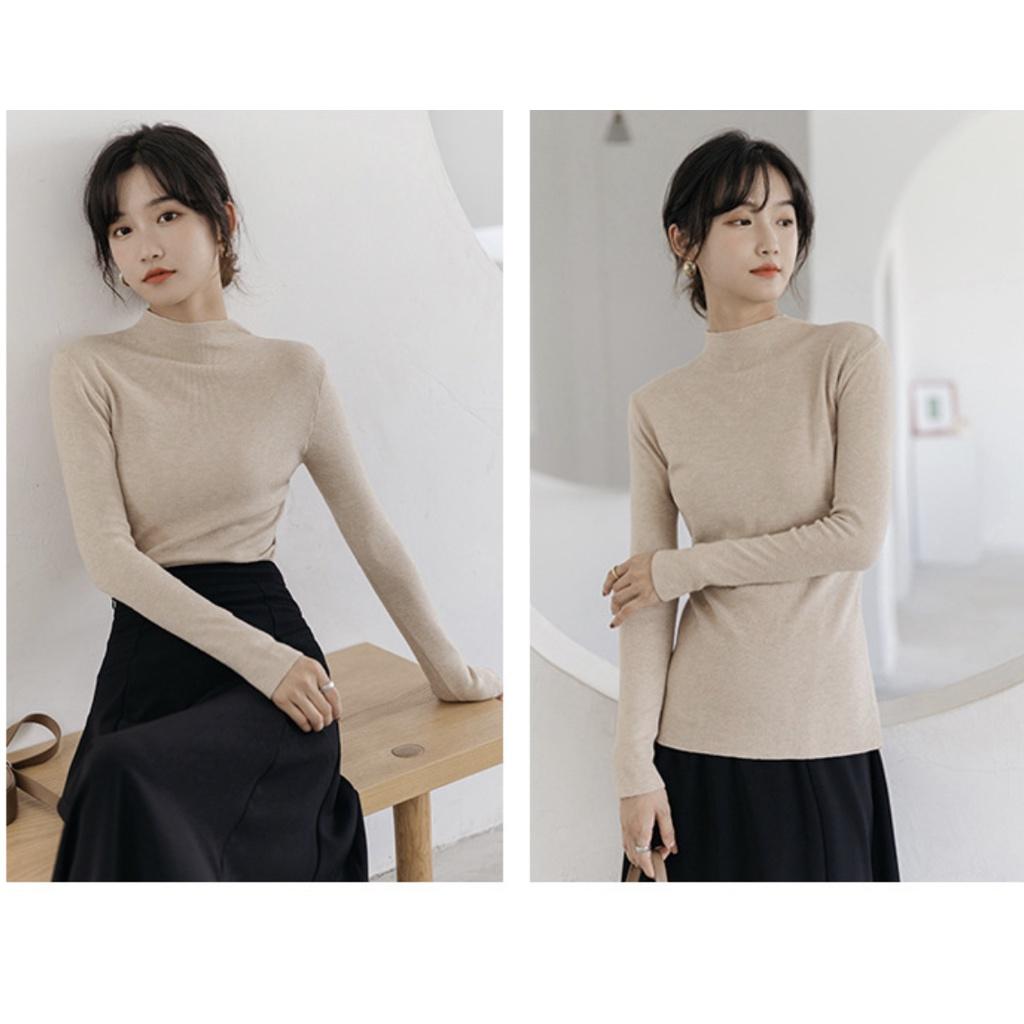 MS383 Áo len tăm nữ cổ 3 phân siêu mềm