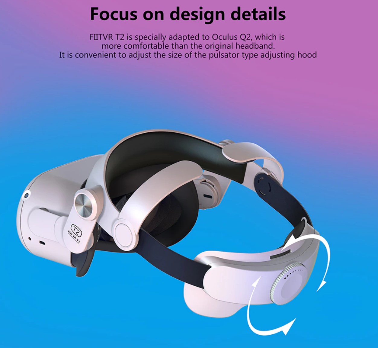 Dây đeo thay tế cho Oculus Quest 2 - xoay vừa vặn, có trợ lực - Fiit Vr T2