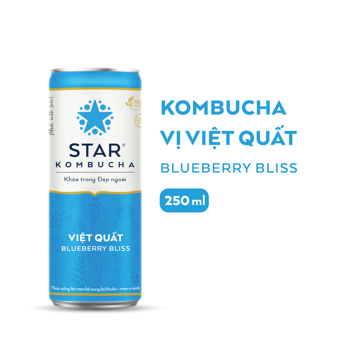 Thùng 12 lon thức uống lên men STAR KOMBUCHA Việt Quất / Blueberry Bliss (250ml/lon)