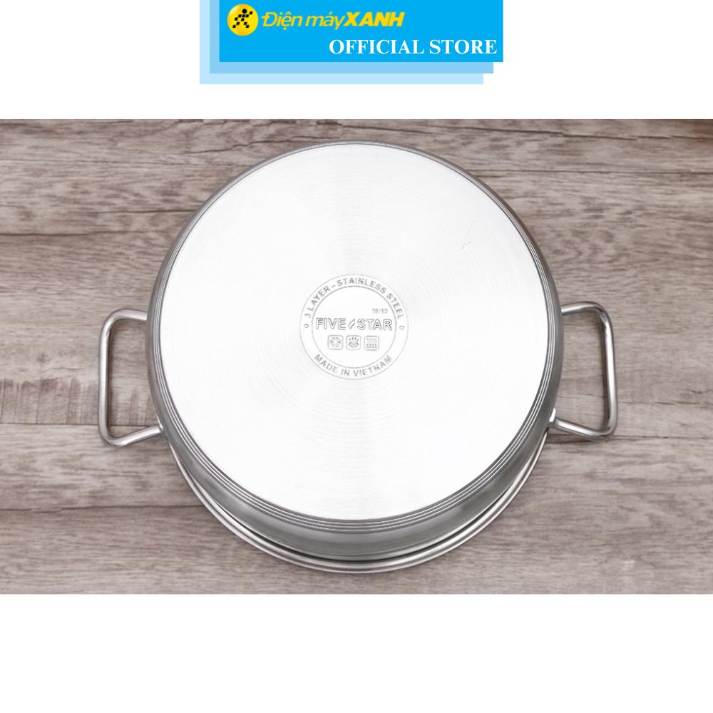 Nồi inox 5 đáy nắp kính 24 cm Fivestar N24-5DG 304 - Hàng Chính Hãng