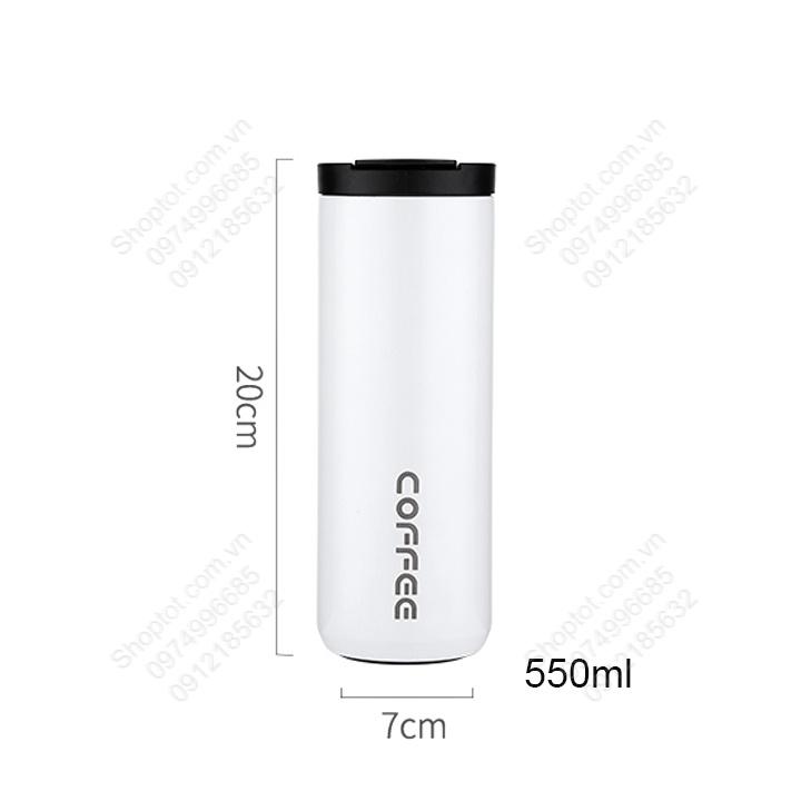Ly uống bằng inox 304 loại 2 lớp, chuyên dùng uống cà phê, uống trà đa năng, dung tích 550ml