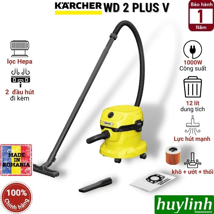 Máy hút bụi khô và ướt Karcher WD2 Plus V - 12 lít - có thổi bụi - Hàng chính hãng