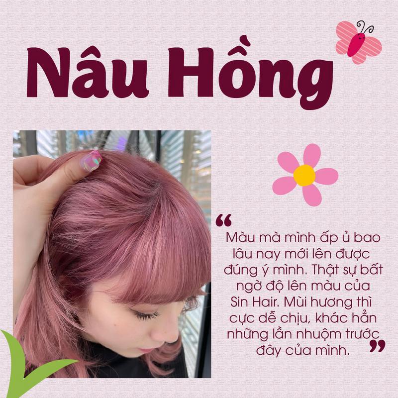 Màu Nâu Hồng - Dầu gội đổi màu tóc Sin Hair