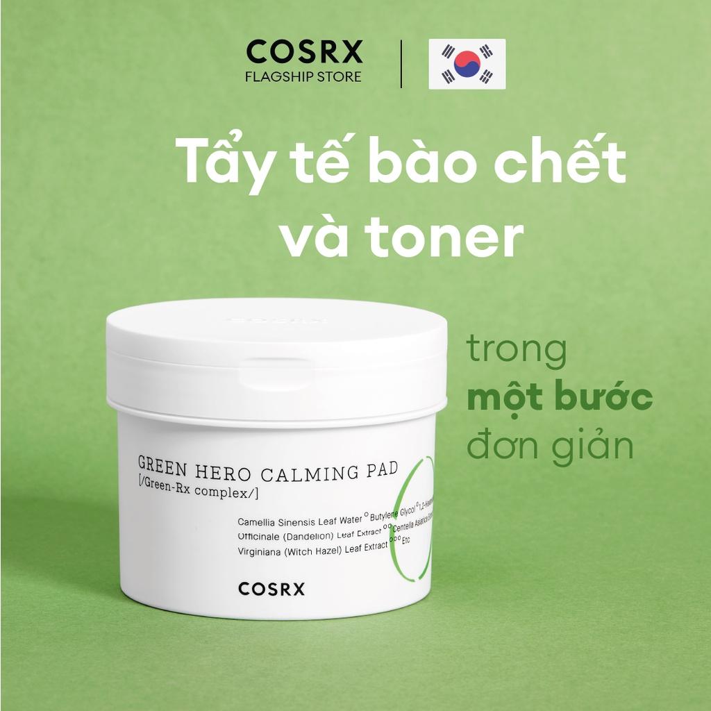 Bông Tẩy Tế Bào Chết Hoá Học Dưỡng Ẩm Và Dịu Da (0.25 % PHA, Trà Xanh) COSRX One Step Green Hero Calming Pad 70 Miếng