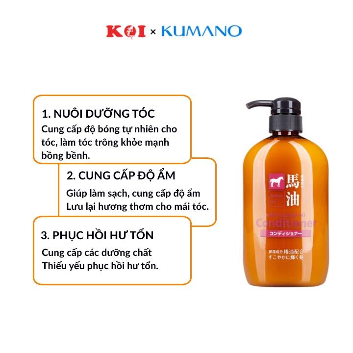 Dầu xả chiết xuất từ dầu ngựa Kumano Cosme Station Horse Oil With Tsubaki Oil Conditioner 600ml