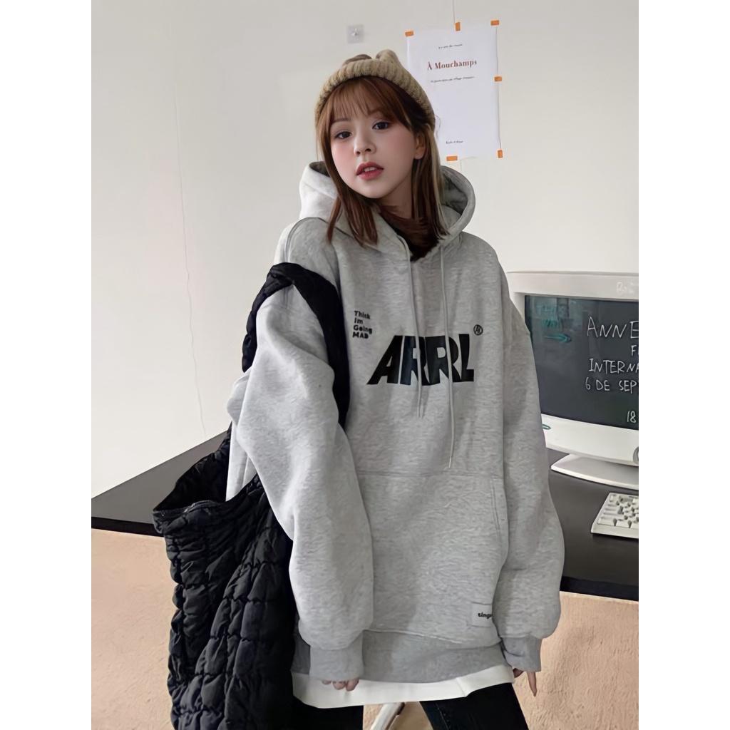 Áo Hoodie Nỉ Ngoại Unisex Nam Nữ ARRL Màu Xám