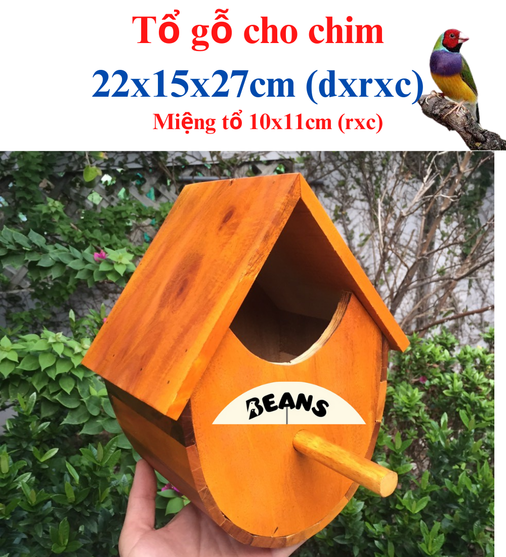 Tổ gỗ bầu đủ màu dành cho chim, vẹt dòng nhỏ như : finch, yến phụng, 7 màu, lovebird, .... tặng kèm móc treo tổ