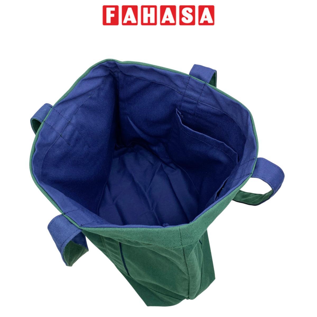 Túi Vải Tote 2 In 1 Phối 2 Màu - Saigon ZeroWaste - Màu Xanh Lá + Xanh Dương