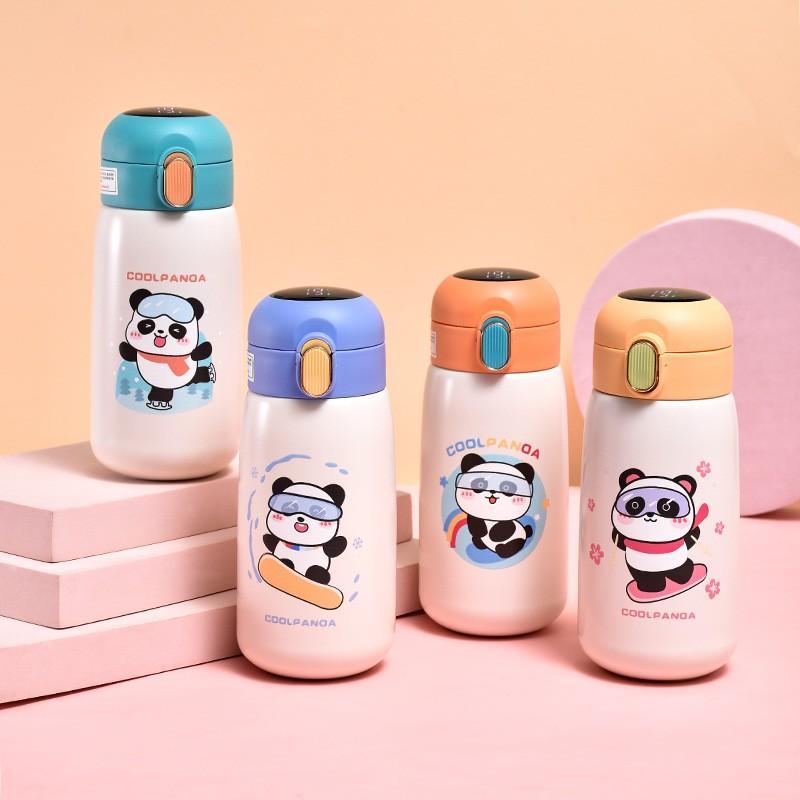 [GDSG235] Bình giữ nhiệt mini siêu cute COOL PANDA có ống hút silicon 420ml bình nước giữ nhiệt