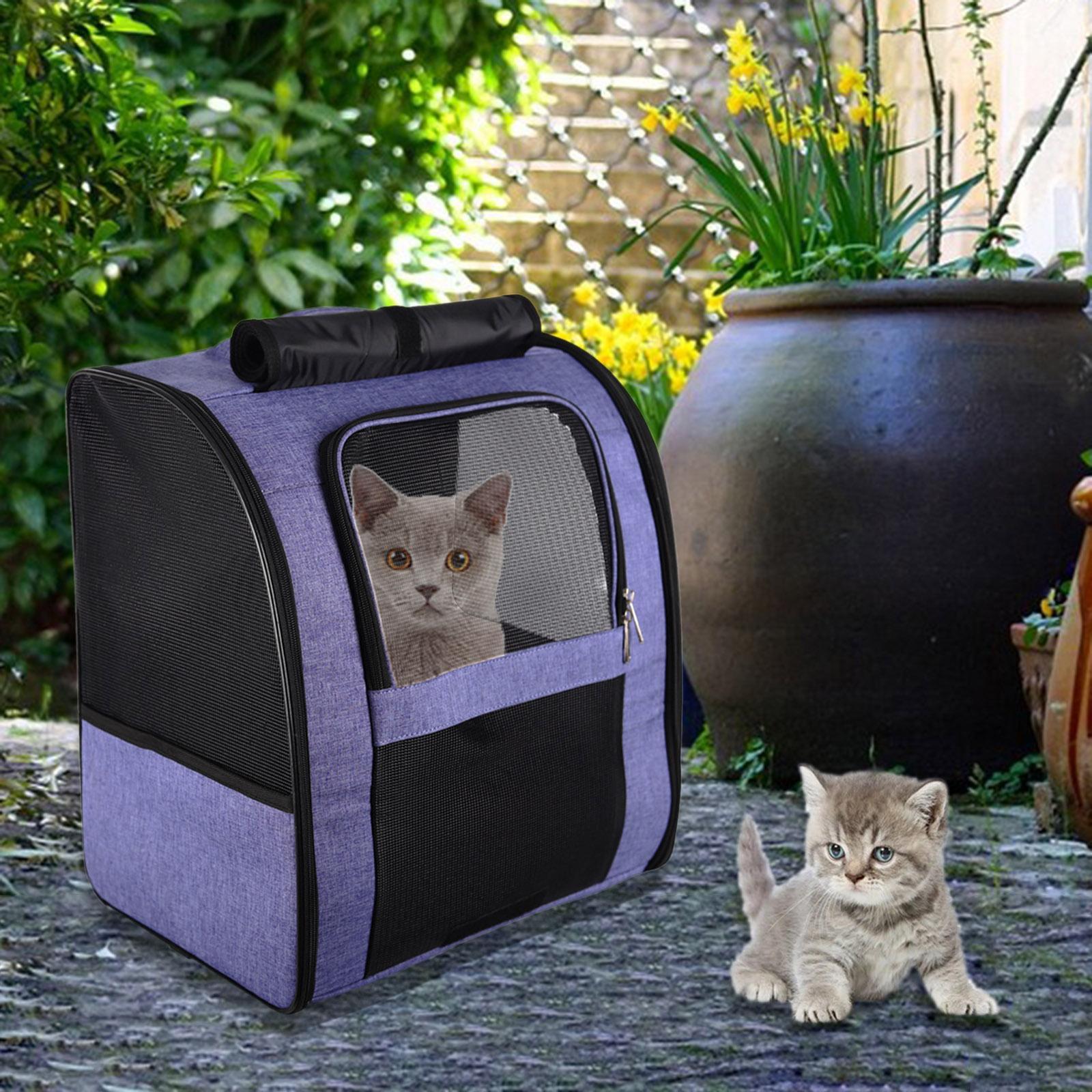 Oxford Cloth Mesh Folding Pet Dog Cat Carrier Backpack Carrying Bag