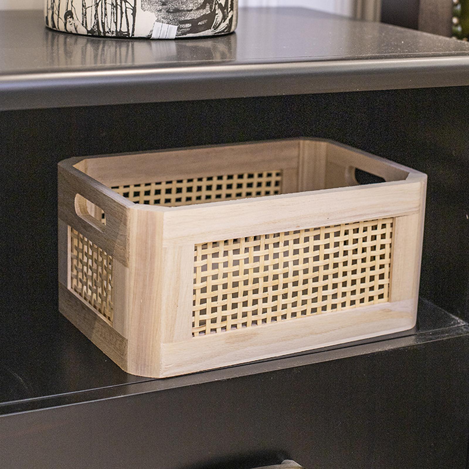 Desk Storage Basket, Wooden Desktop Storage Box Dorm Drawer Organizer Bin Desk Organizer Tray for Organizing, Shelves ,Cosmetics, Cabinet, Makeup