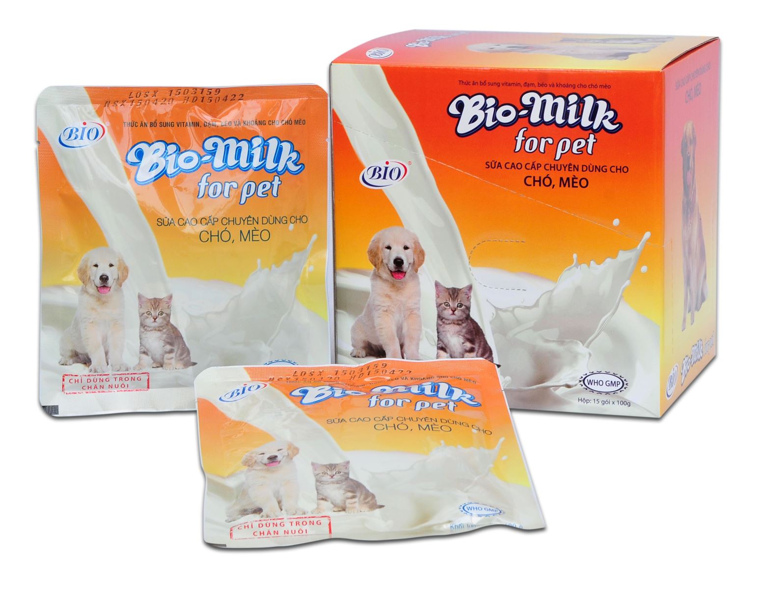 Sữa bột thay thế sữa mẹ cho Chó con, mèo con Bio Milk, Gói 100gr