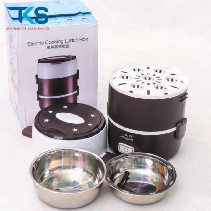 Hộp đựng cơm hâm nóng cắm điện 3 tầng, cặp lồng cơm văn phòng giữ nhiệt, hâm nóng nhanh thức ăn lõi inox cao cấp