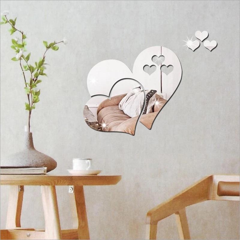 Gương Dán Tường Hình Trái Tim 3d
