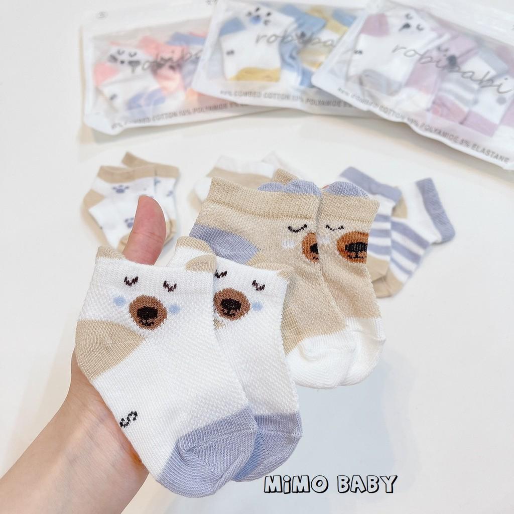 Hình ảnh Set 5 đôi tất lưới Kidsock hình gấu Mimo Baby cho bé