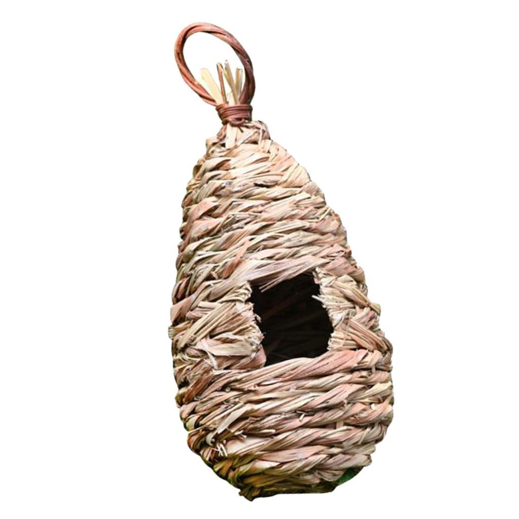 2Pcs Grass Hanging Birdhouse Pet Straw Bird Nest Tree Decoration