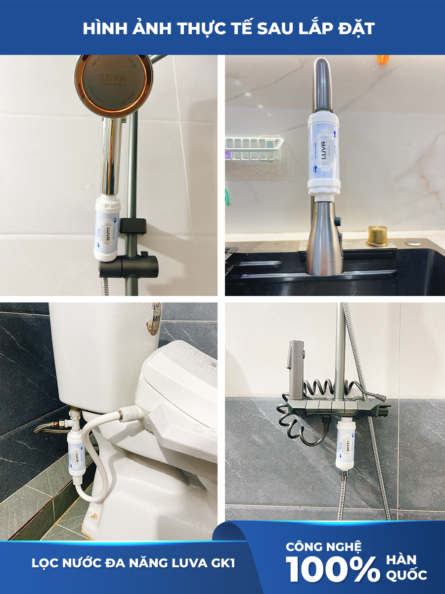 Bộ lọc nước đa năng Luva GK1 cho vòi sen tắm, vòi nước uống, máy giặt, bồn cầu, máy rửa bát