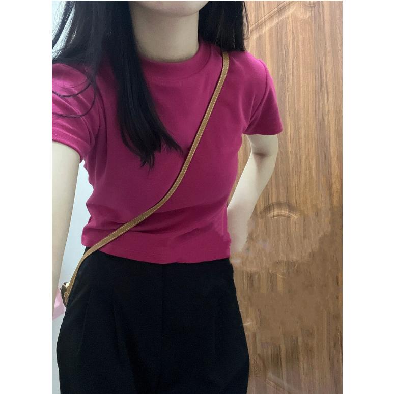 Áo Thun Cotton Cổ Tròn Ngắn Tay Thời Trang Mùa Hè 4 Màu Sắc Chọn Lựa