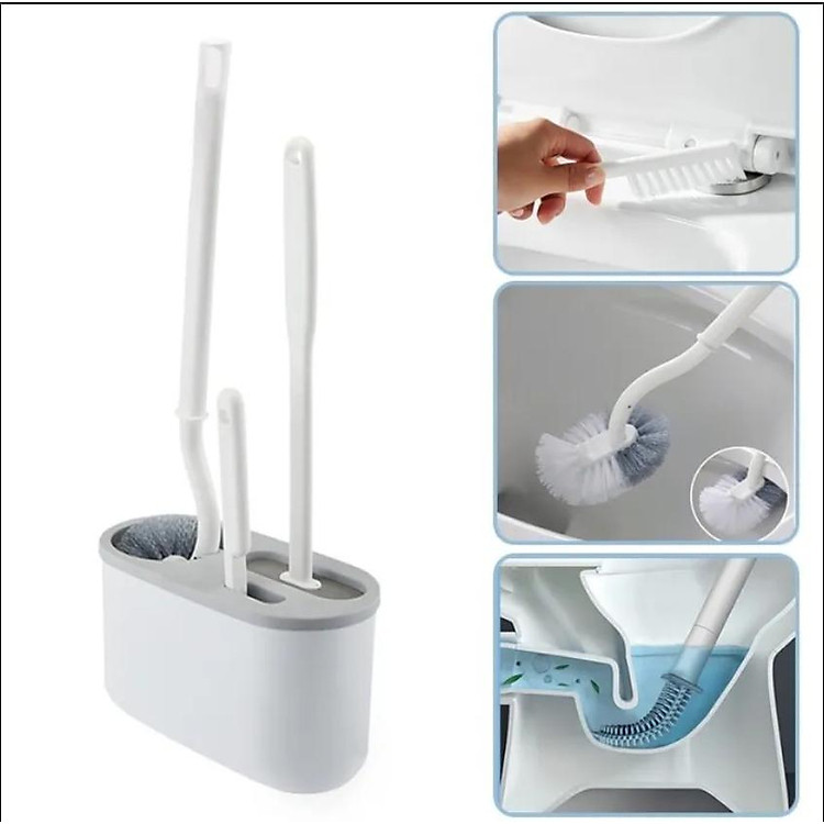 Bộ 3 Chổi Cọ Toilet Lavarbo Chuyên Nghiệp Silicon Xoay 360 Độ Kèm Hộp Đựng Treo Tường Gọn Gàng Đảm Bảo Vệ Sinh Mỹ Quan Nhà Tắm