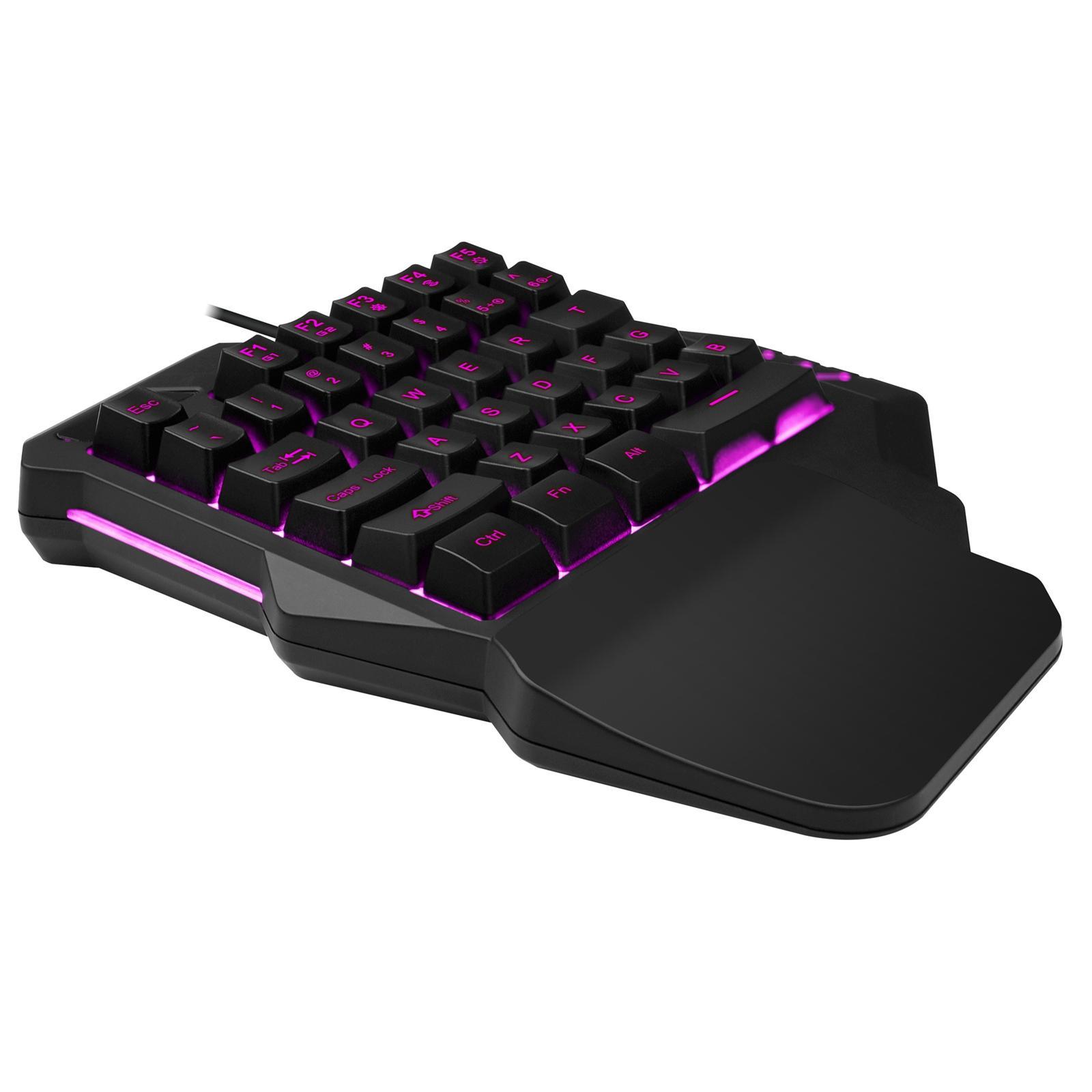 Portable Single Handed Gaming Keyboard 35 Keys RGB Wired Wide Compatibility