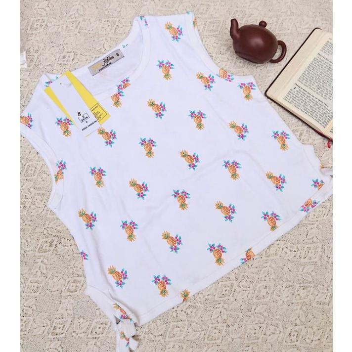 Bộ crop top bé gái họa tiết trái thơm.