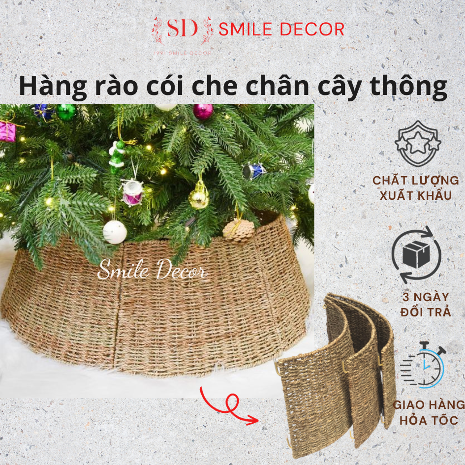 Hàng rào cói tròn lắp ráp che chân cây thông Smile Decor trang trí Giáng Sinh , Noel - Christmas tree skirt/collar