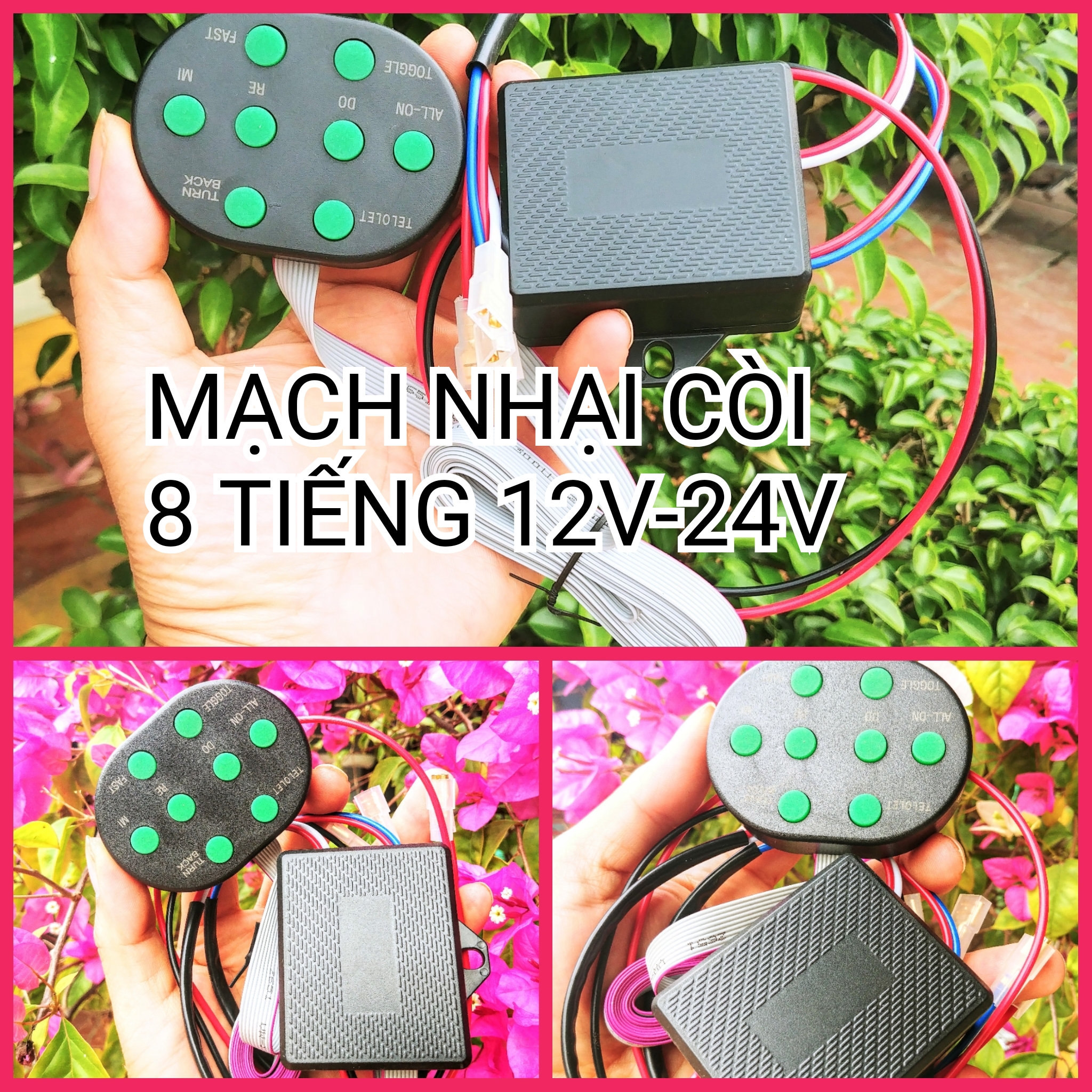 ĐẲNG CẤP VỚI BỘ NHẠI CÒI KÊU 8 TIẾNG NHẠI KHÁC NHAU LẮP XE HƠI ÔTÔ DC12V-24V LOẠI TỐT