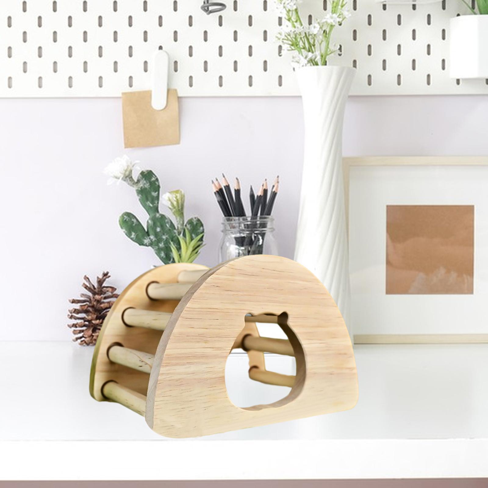 Wooden Hamster House Hideout, Playground Nest Box Hut, Furniture Climbing Toy for Chinchilla, Hedgehog, Gerbil, Rat, Ferret