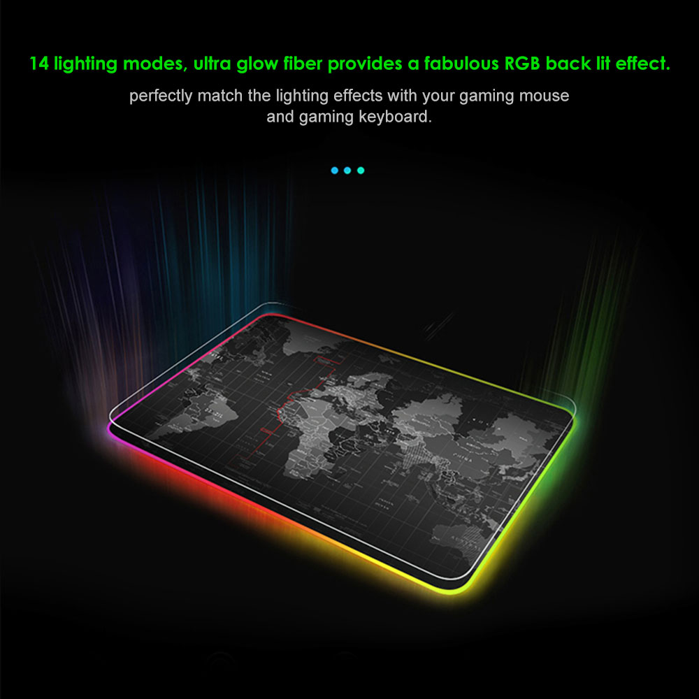 Bàn Di Chuột Mềm Cực Lớn Không Trượt Đèn LED RGb 14 Để Chơi Game Cho Máy Tính Xách Tay PC