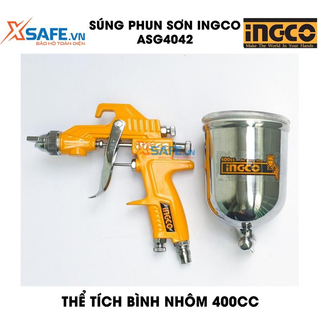 Máy phun sơn INGCO ASG4042 - dụng cụ phun sơn đầu phun tiêu chuẩn 1.5mm, áp suất 3.0-4.0 bar, thể tích bình nhôm 400cc [XSAFE]