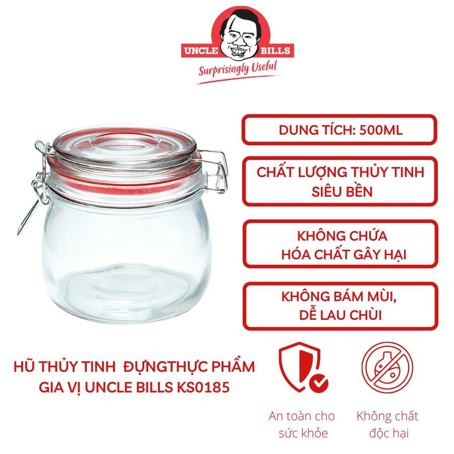 Hũ Thủy Tính Có Khóa Cài Đựng Thực Phẩm Gia Vị 500ml Uncle Bills KS0185