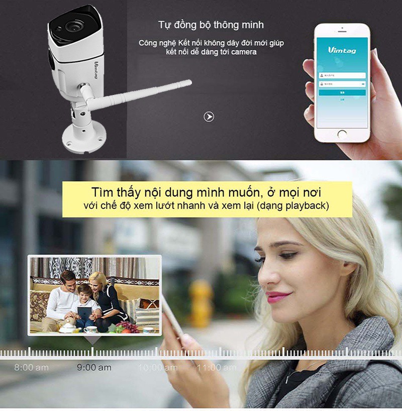 Camera IP WiFi Ngoài Trời cao cấp chính hãng số 1 USA-Vimtag B3-C