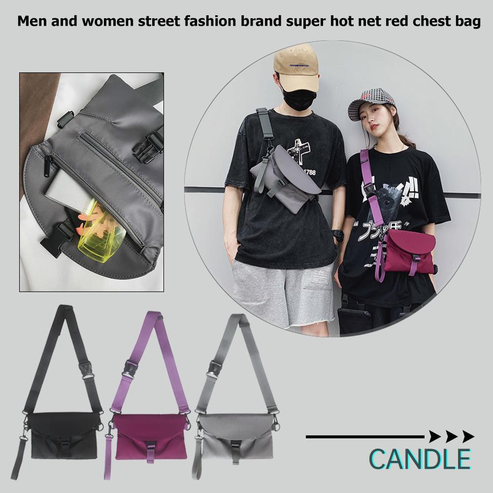 Túi Đeo Trước Ngực Chất Nylon Màu Trơn Cho Nam Và Nữ