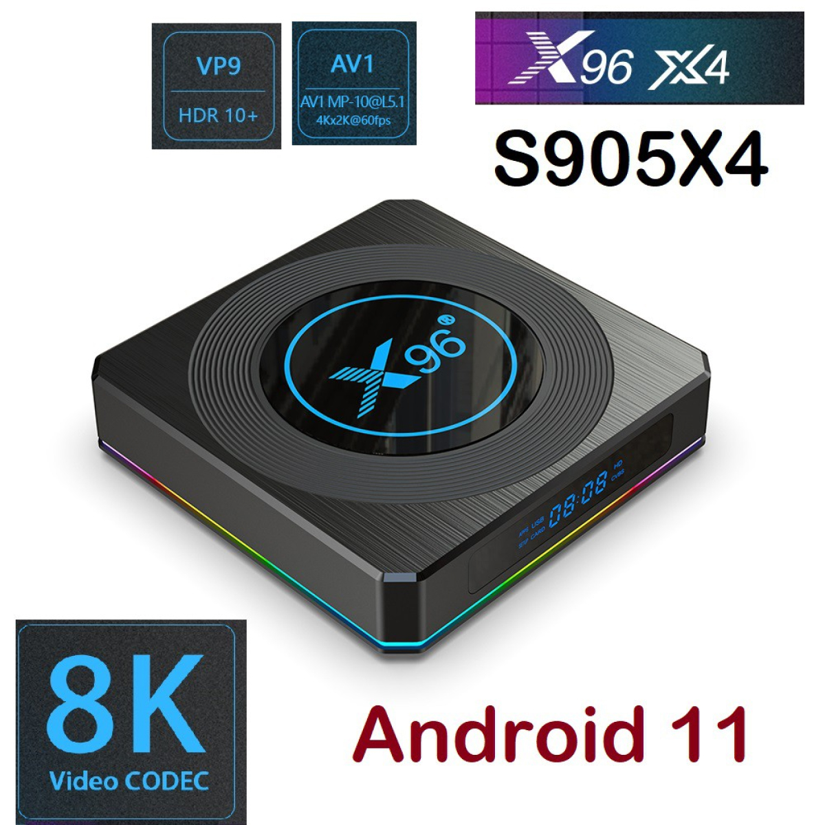 AndroiBox X96 X4 - Amlogic S905X4, Android 11, Ram 4GB, Bộ Nhớ Trong 32GB, Cấu Hình Mạnh Mẽ - Hàng Chính Hãng