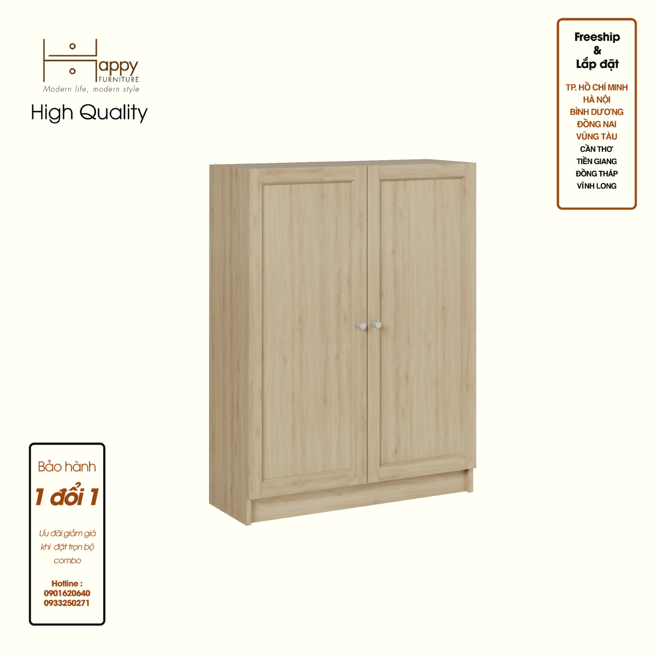 [Happy Home Furniture] CATY, Kệ sách 3 tầng 2 cửa mở, 80cm x 30cm x 106cm ( DxRxC), KSA_054