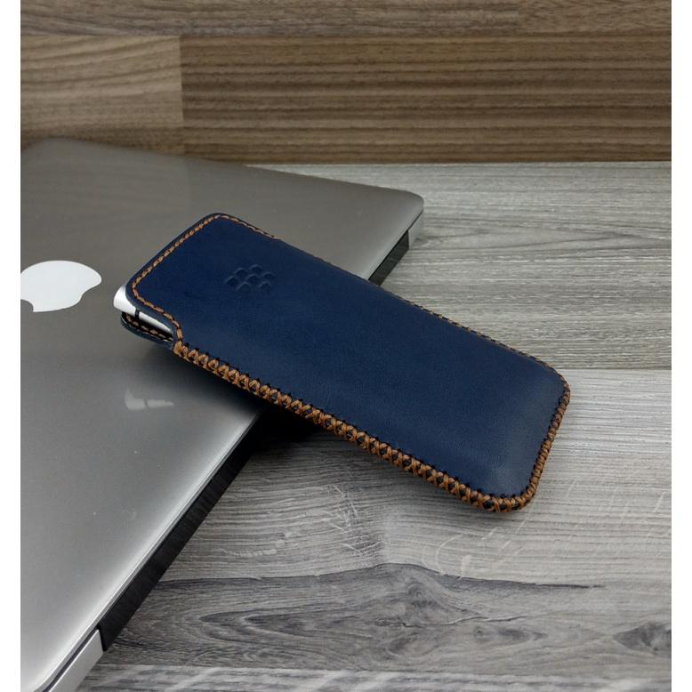 Bao da rút blackberry key2/key2 LE da bò thật da trơn