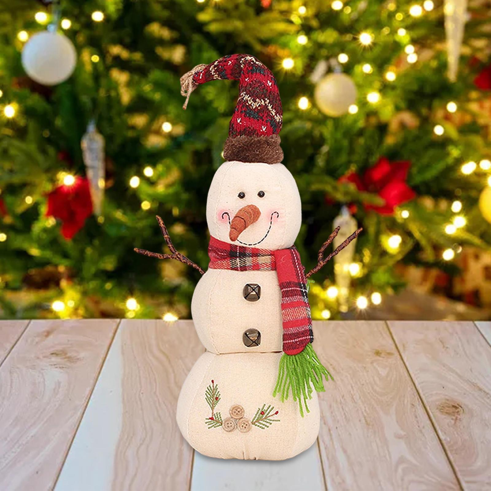 Christmas White Snowman Doll Figurines Plush for Fireplace Atmosphere Decor