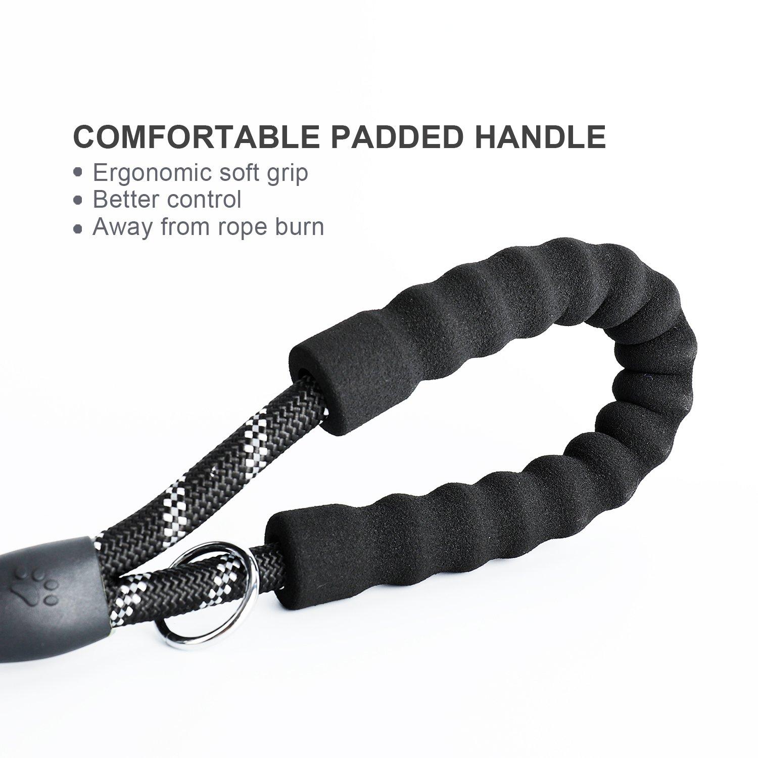 2pcs để chó, để dây cho chó có tay cầm đệm mềm, các sợi rất phản chiếu, túi chất thải và nhà phân phối chó, lá dây 1,5 m cho tất cả chó eo, màu đen
