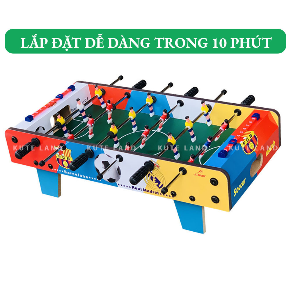 Bàn bi lắc bóng đá bằng gỗ 50x25x16 cm bản đặc biệt đội bóng Real & Barca nhiều màu sắc