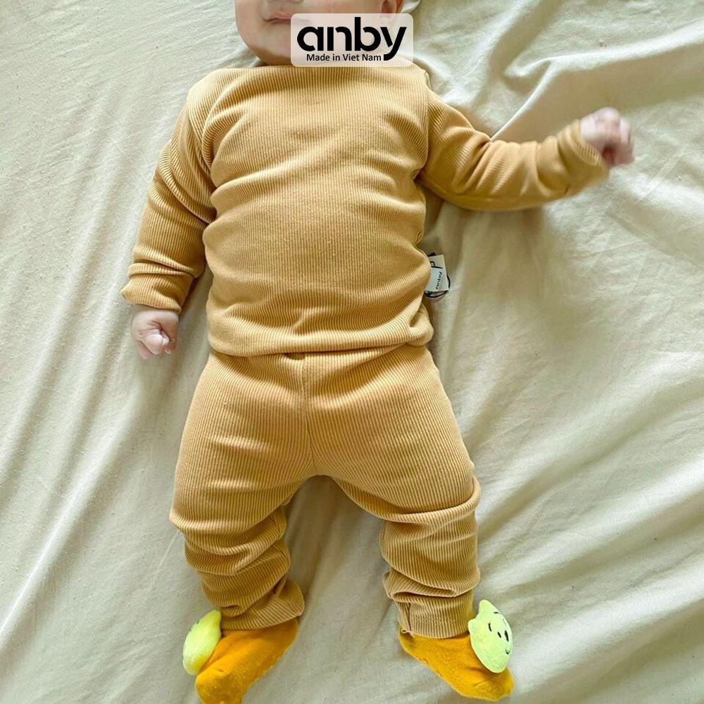 Bộ quần áo dài tay body trẻ em ANBY unisex nhiều màu cho bé từ sơ sinh đến 4 tuổi kèm nón củ tỏi