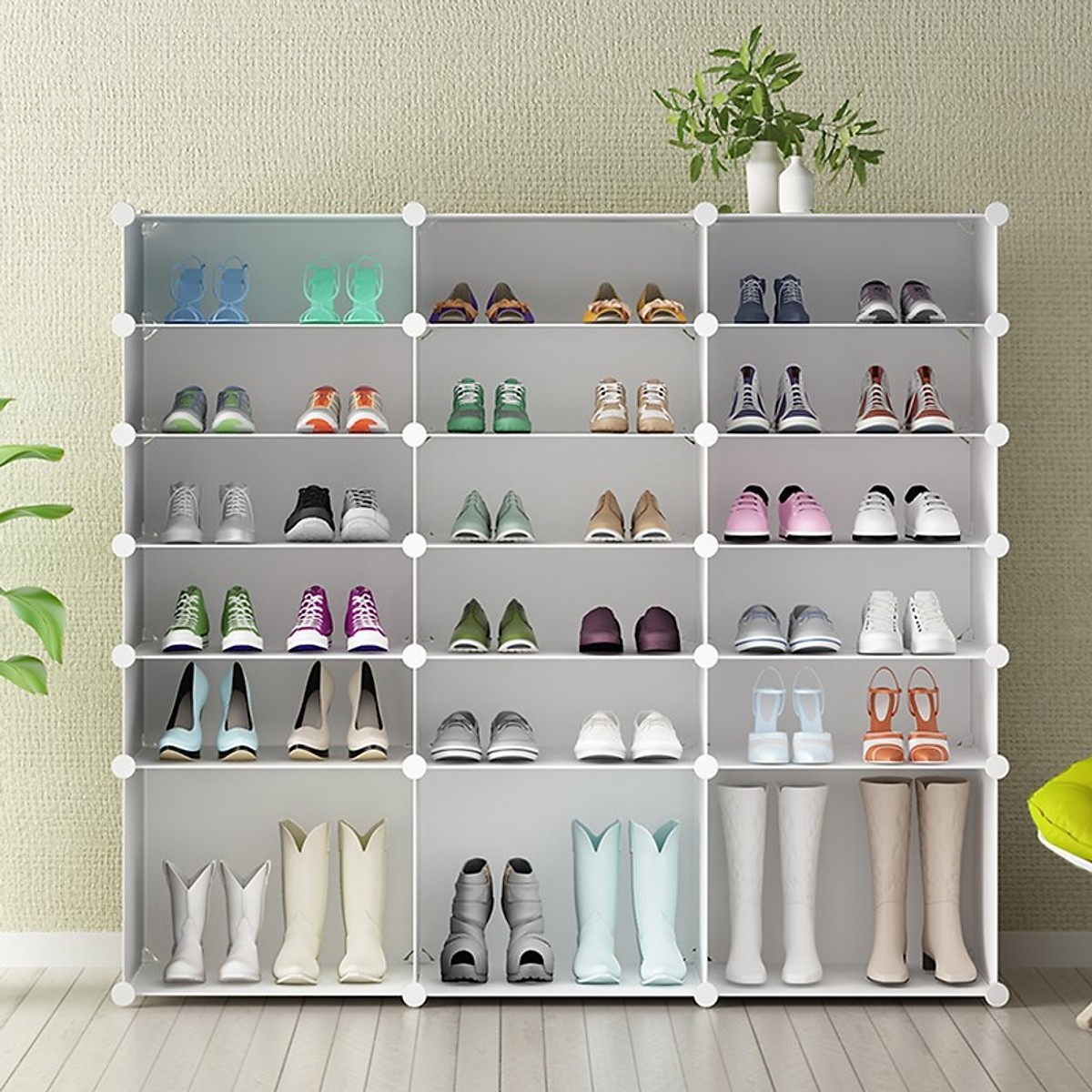 Tủ giày lắp ghép 18 ô có 3 ô lớn