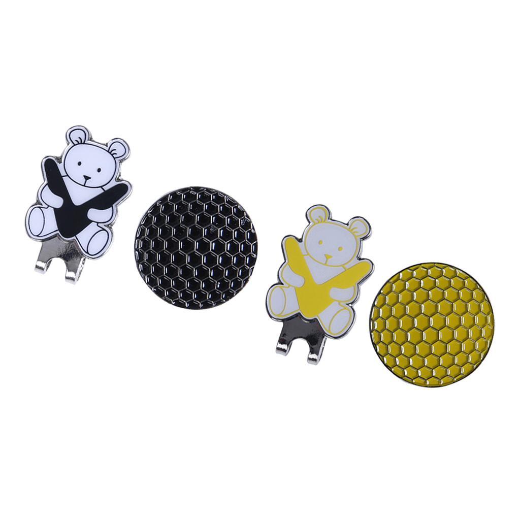 Golf Hat Clip with Detachable Golf Ball Marker Bear Pattern Black