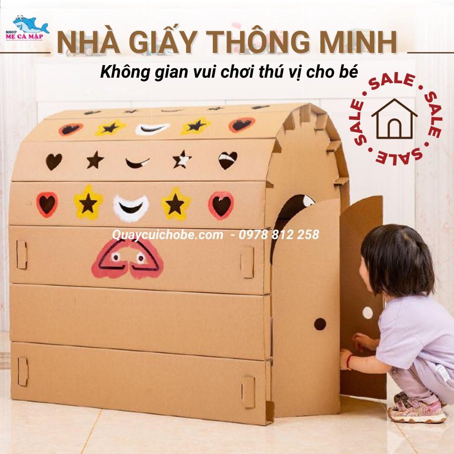 Nhà giấy bìa carton 5 lớp LOẠI I, nhà carton lắp ghép thông minh GIÁ XƯỞNG cho bé từ 1 tuổi