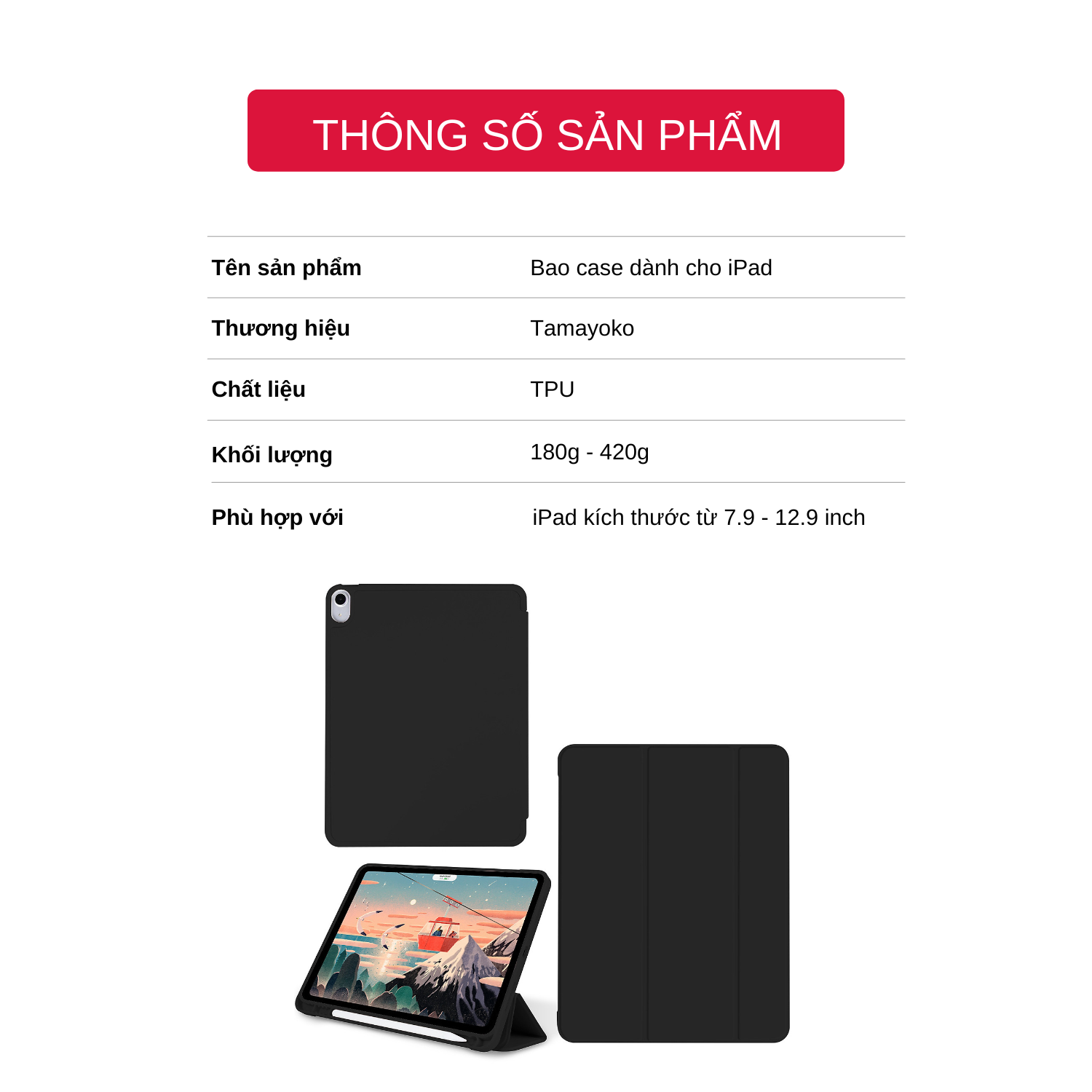 Bao Da Case Cover Dành Cho iPad Mini 6/ iPad Pro 11 inch/ iPad Air 4/ iPad Pro 12.9 inch Có Khe Cắm Apple Pencil - Hàng Chính Hãng Tamayoko