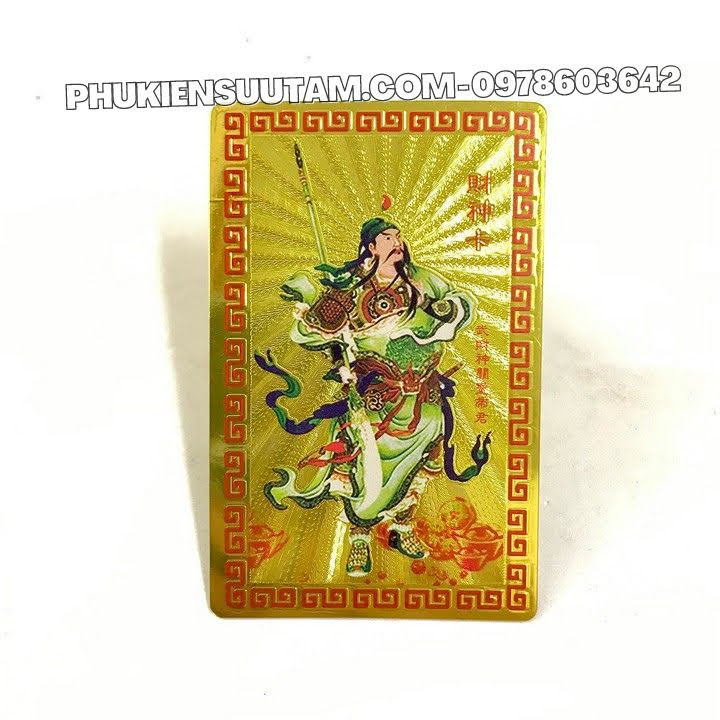 Thẻ Kim Bài Quan Vũ Quan Công, kích thước: 8.3cmx5.3cmx0.2cm, màu: vàng - SP005737