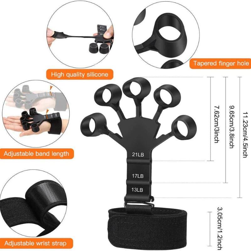 1PCS Silicone nắm chặt tay cầm ngón tay Cánh tay tay cầm tay Huấn luyện tập thể dục Huấn luyện tập thể dục và tập thể dục Tăng cường sức mạnh Color: Grey